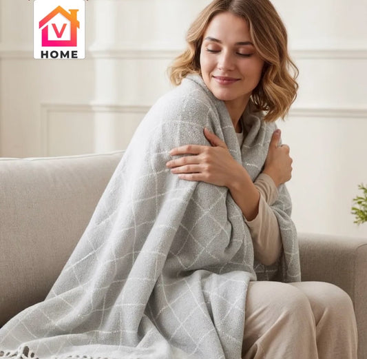 Grey Checked Handloom Throw