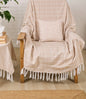 Beige Checked Handloom Throw