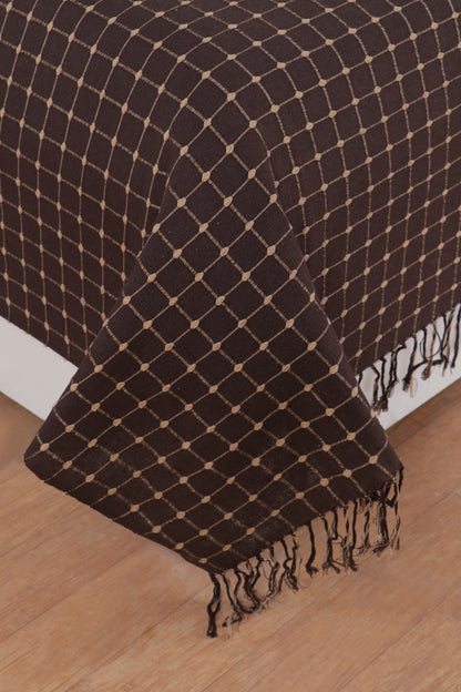 Brown Button Design Handloom Bedcover