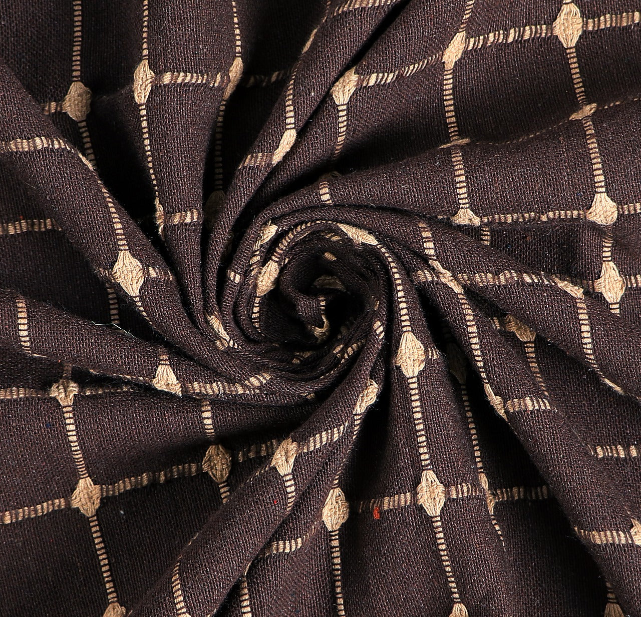 Brown Button Design Handloom Bedcover