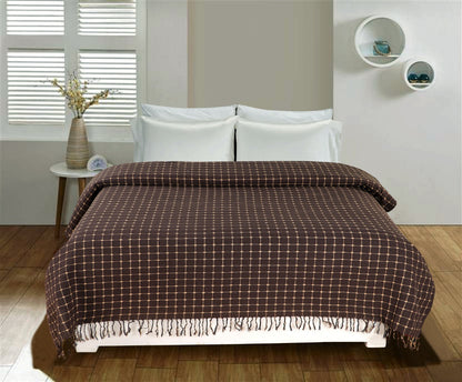 Brown Button Design Handloom Bedcover