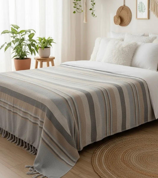 Striped Handloom Bedcover