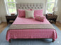 Pink Button Design Handloom Bedcover