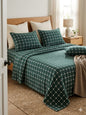 Emerald Green Button Design Handloom Bedcover